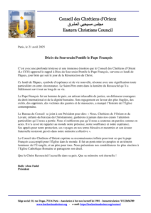 CP- 25-04-21 – Décès du Pape François